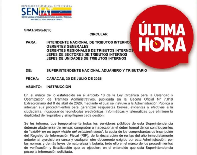 ¿No será obligatoria la cartelera fiscal? El Seniat en proceso de modernización. Maniglia gira instrucciones a personal